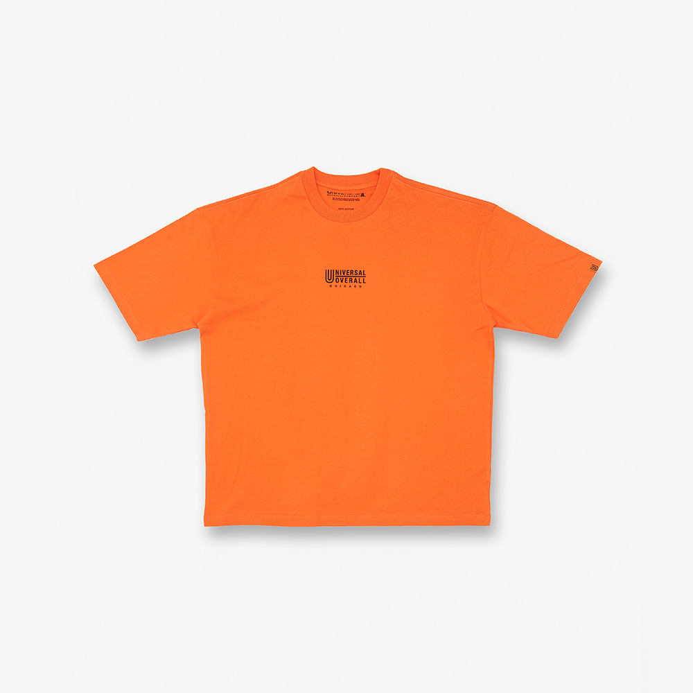유니버셜 오버롤 로고 티셔츠 오렌지